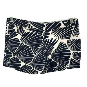 Saint Tropez West Shorts Womens Sz 10 Navy Blue White Floral Chino‎ Cotton